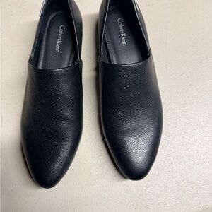 Plain simple, black leather loafers by Calvin Klein size 6